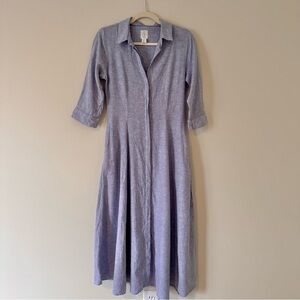 Joie Linen Blend Button Front Midi Shirt Dress Size Small
